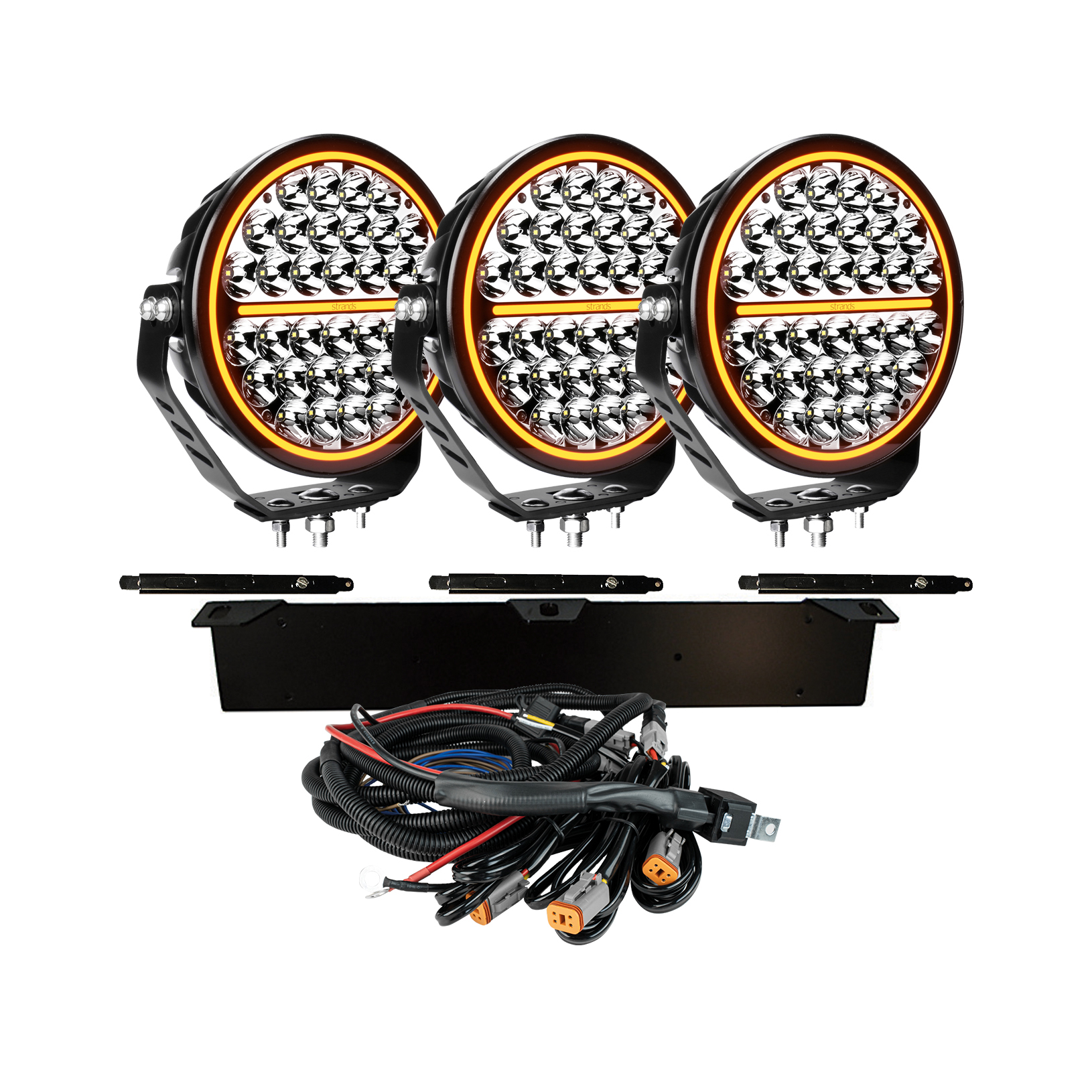 COMPLETE KIT 3x SIBERIA NRS 9" DRIVING LIGHTS LED Strands